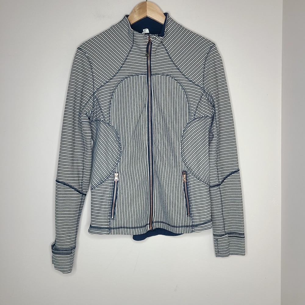 Lululemon Forme Jacket Il Textured Pine Stripe Inkwell Mojave Tan Full Zip 12